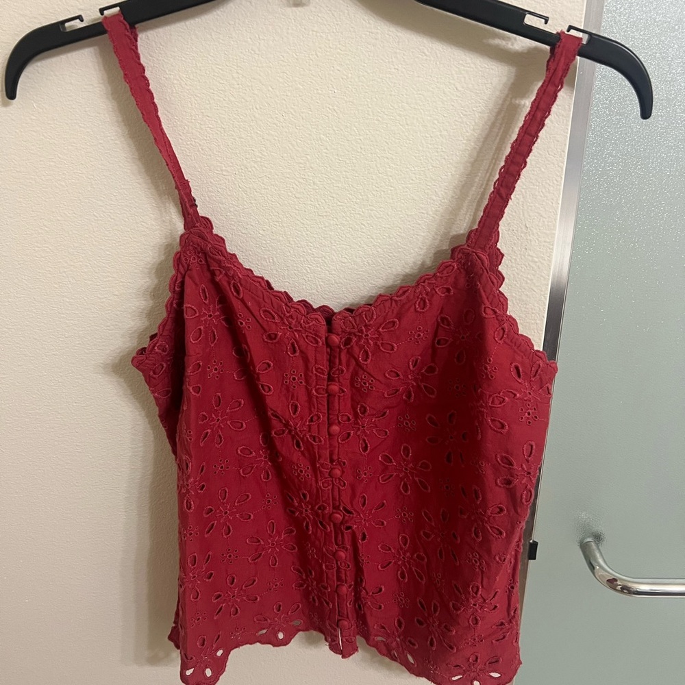 Abercrombie & Fitch Red Eyelet Camisole